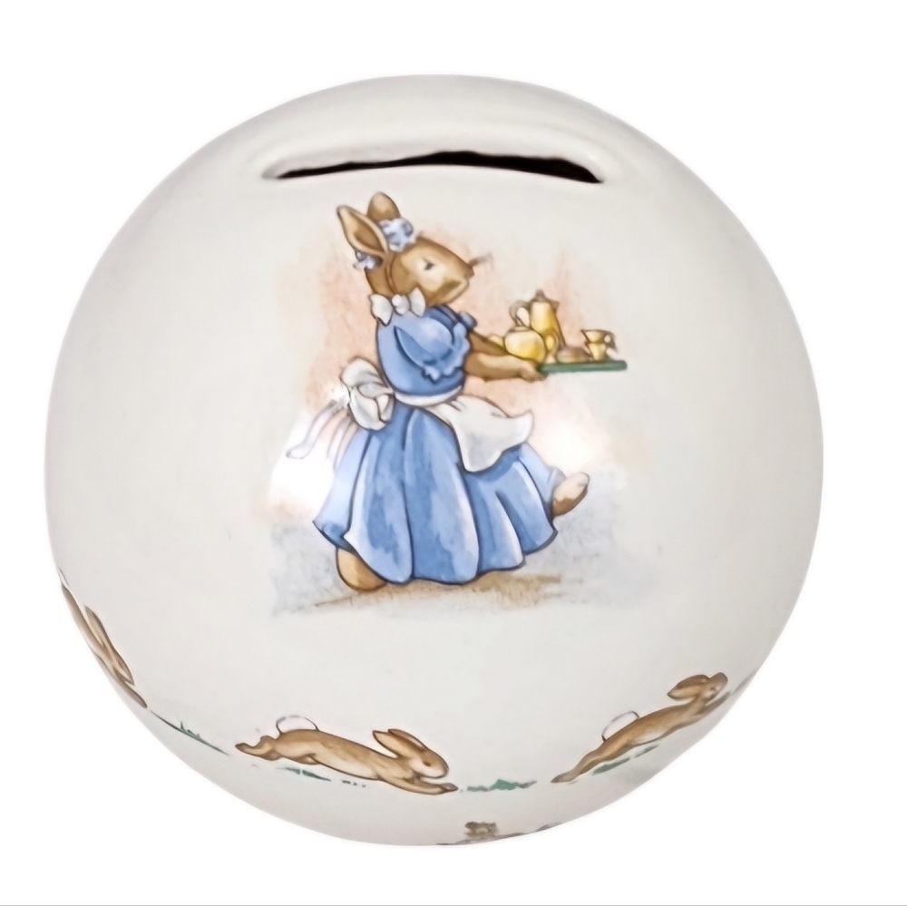 Royal Doulton Bunnykins Money Ball Bank Afternoon Tea Party 3" High